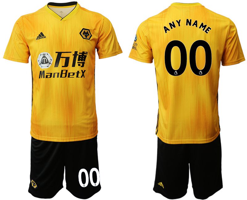 Men 2019-2020 club Wolverhampton Wanderers customized yellow Soccer Jerseys